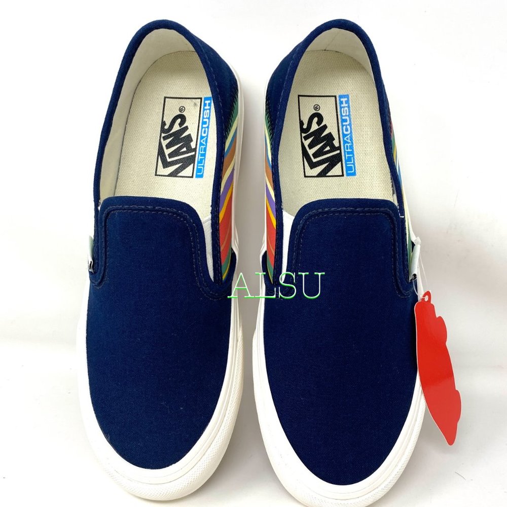 💖MEGA SALE💖VANS Slip-On Sf Low Top Retro Stripes Canvas Women Size VN0A3MVD1B3 - Picture 7 of 9